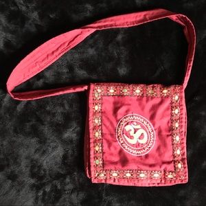 Boho Hippy Ohm Patch Maroon Purse